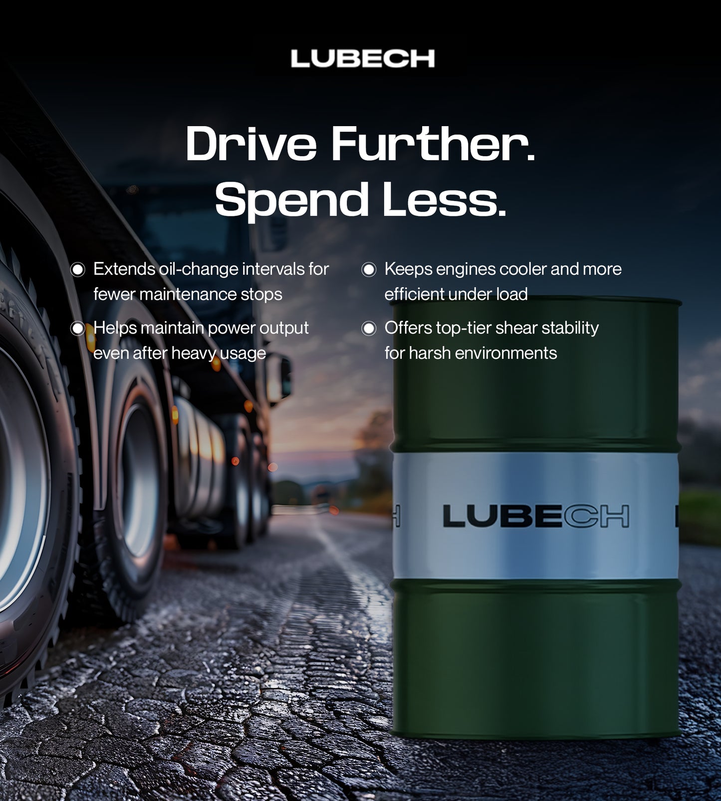 LUBECH 10W40 Synthetic Diesel Engine Oil - 55 Gallon Drum