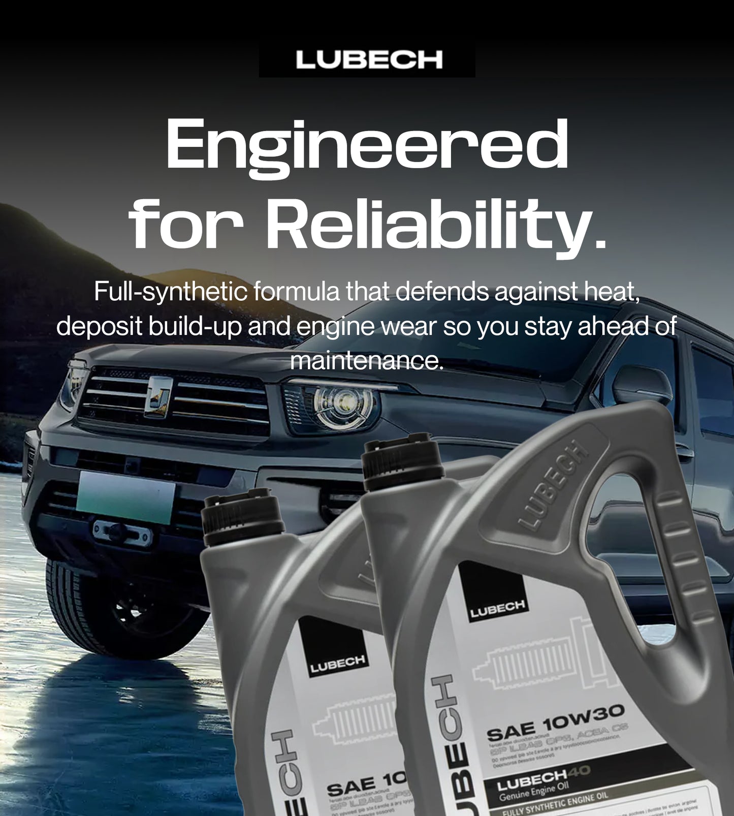 LUBECH Full Synthetic Motor Oil 10W-30, 5 Quart