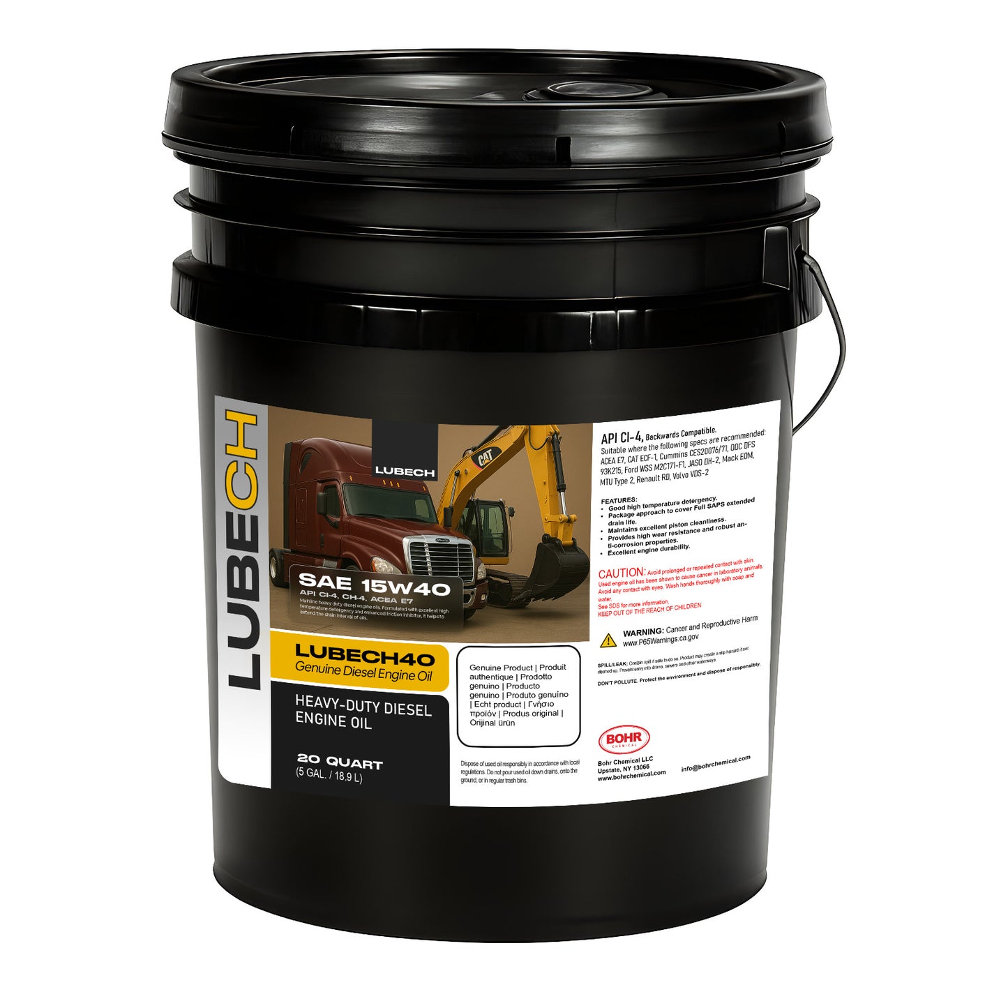 LUBECH Super 15W-40 Synthetic Heavy Duty Diesel Engine Oil, 5 Gallon