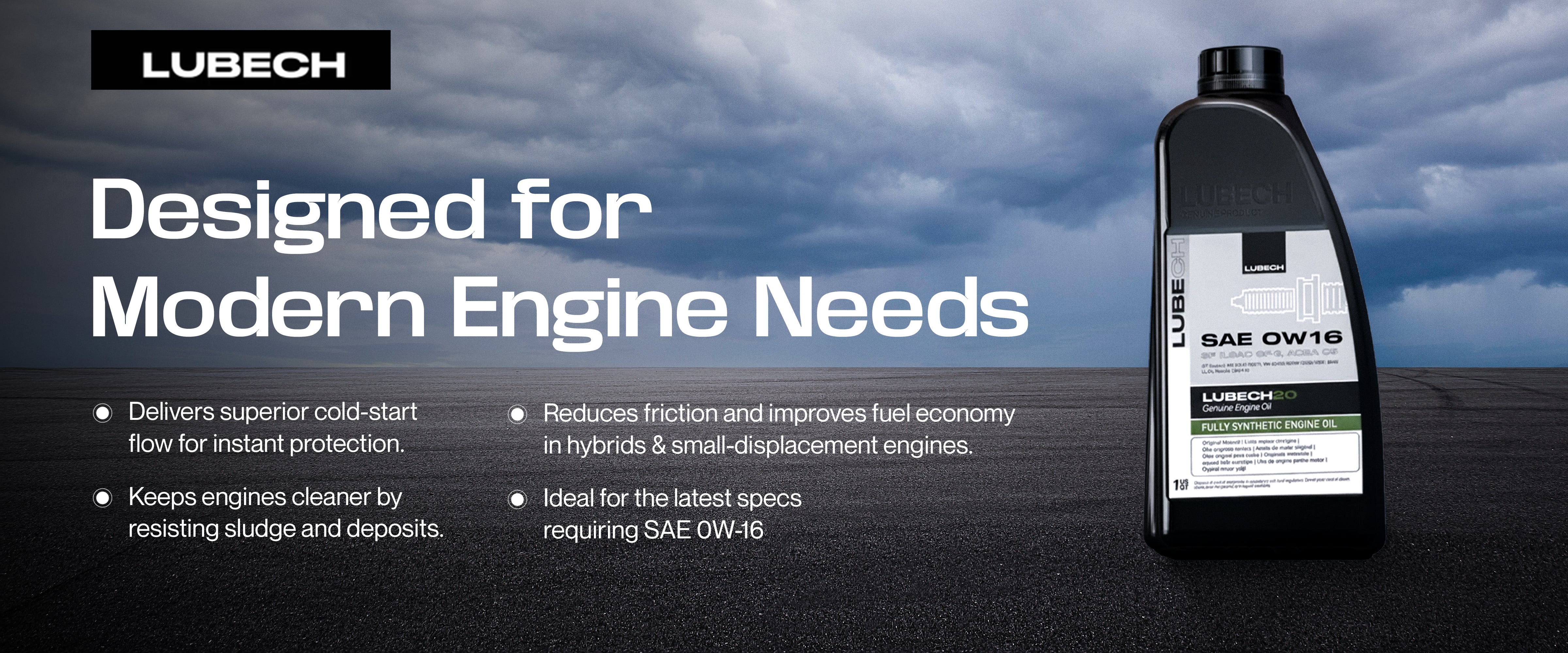 LUBECH 0W-16 FULL SYNTHETIC HYBRID CAR Desktop Banner
