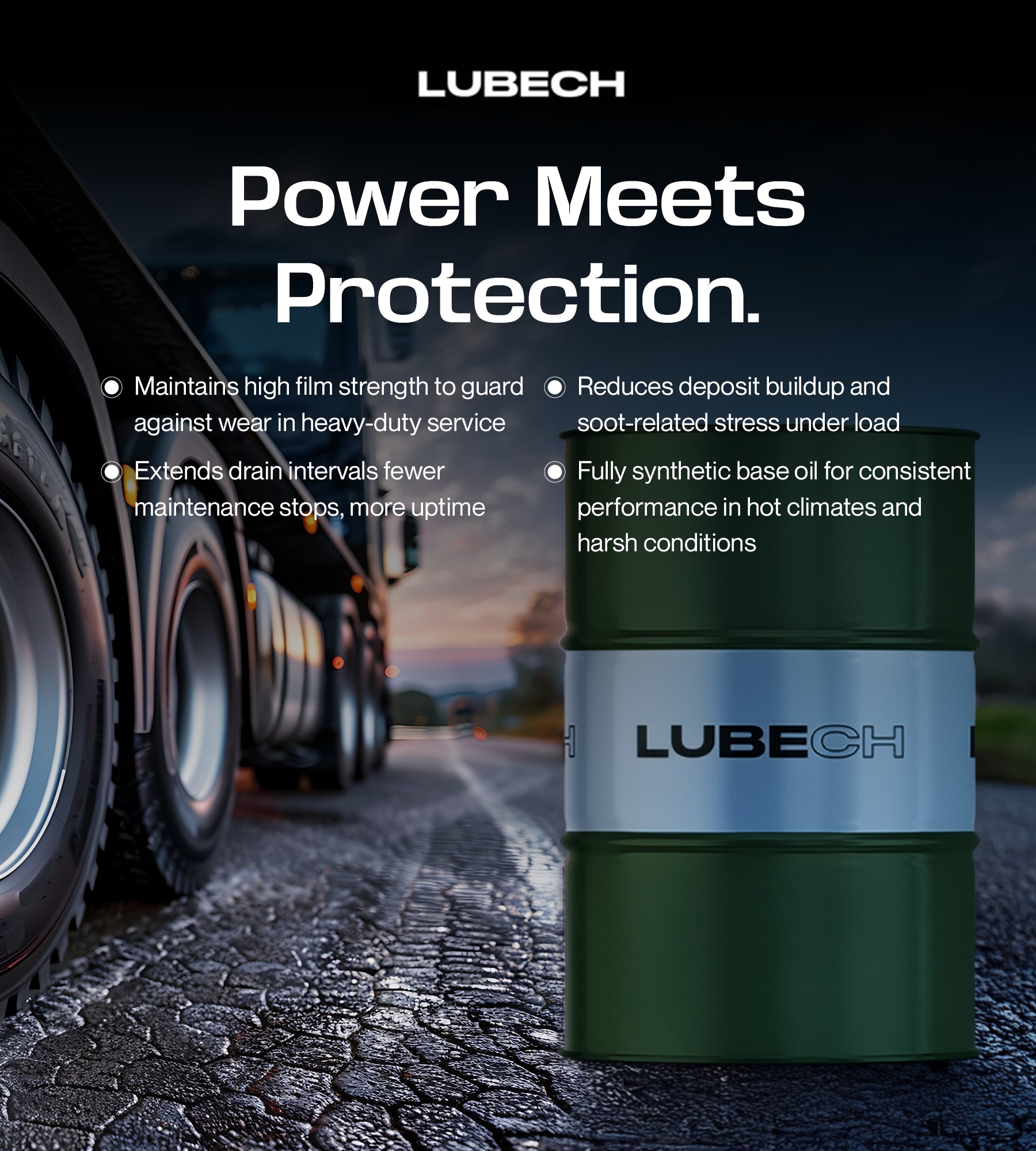 LUBECH 10W40 Synthetic Engine Oil - 55 Gallon Drum Mobile Banner