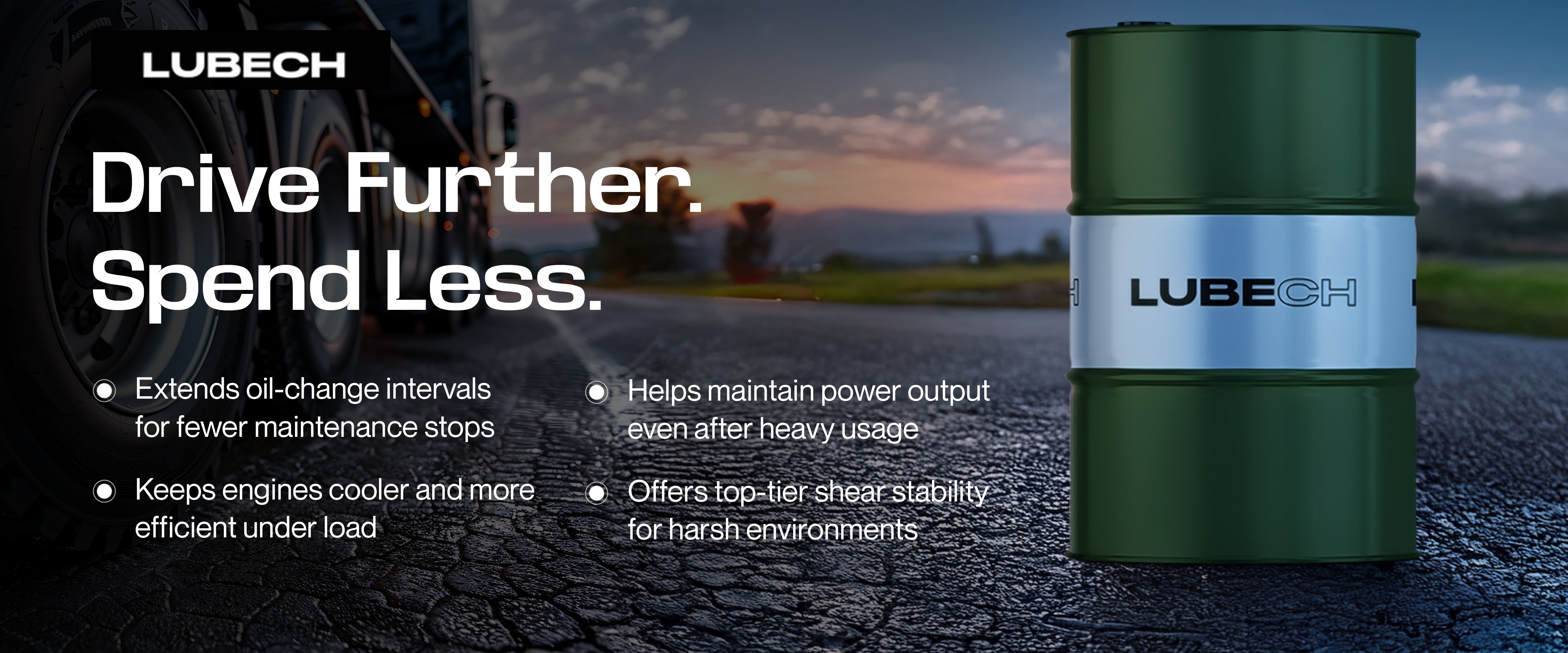 LUBECH 10W40 Synthetic Diesel Engine Oil - 55 Gallon Drum Desktop Banner