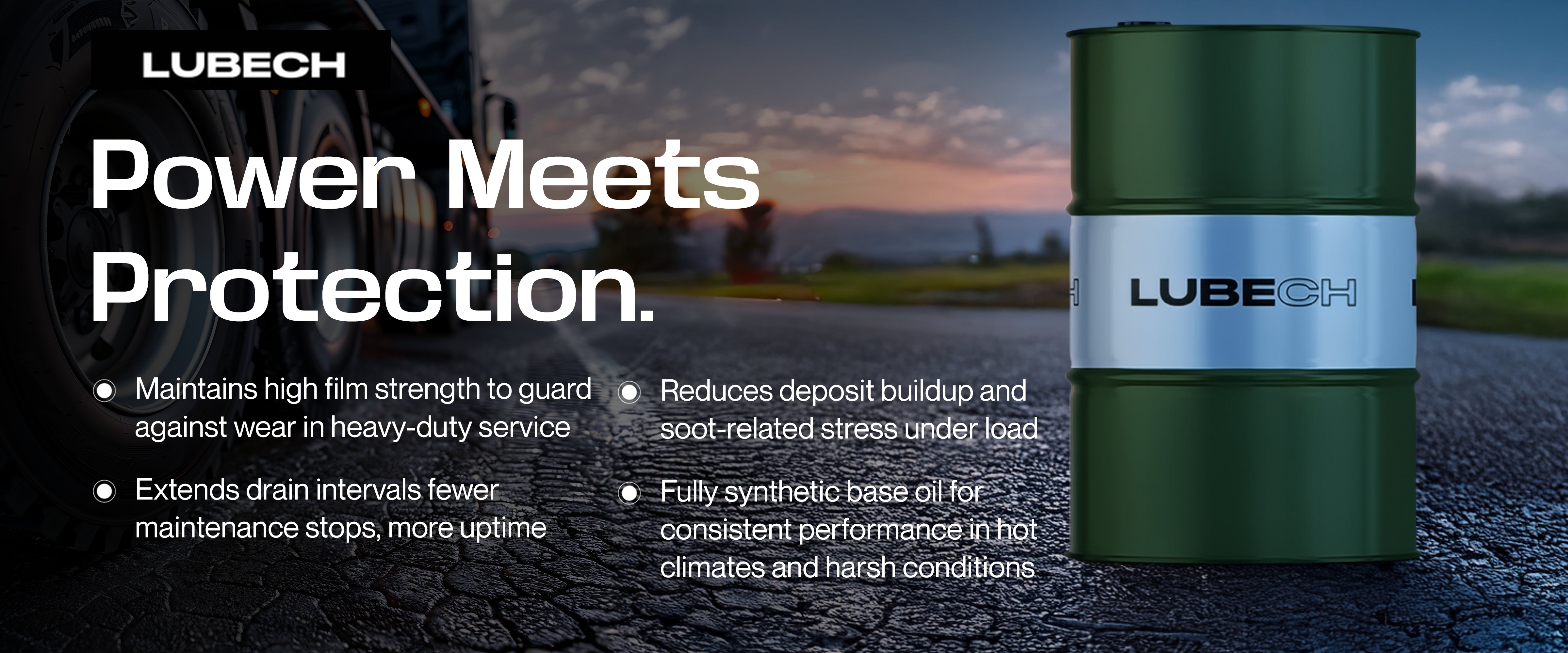 LUBECH 10W40 Synthetic Engine Oil - 55 Gallon Drum Desktop Banner