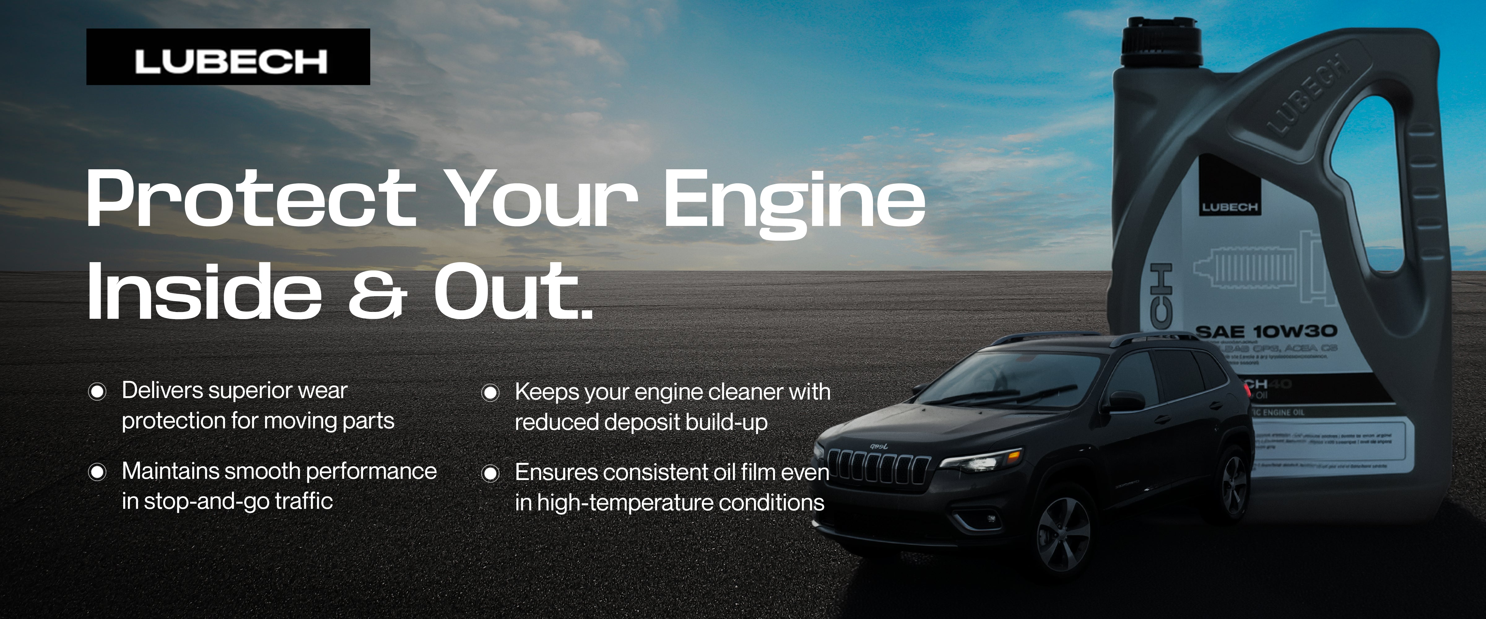 LUBECH Full Synthetic Motor Oil 10W-30, 5 Quart Desktop Banner