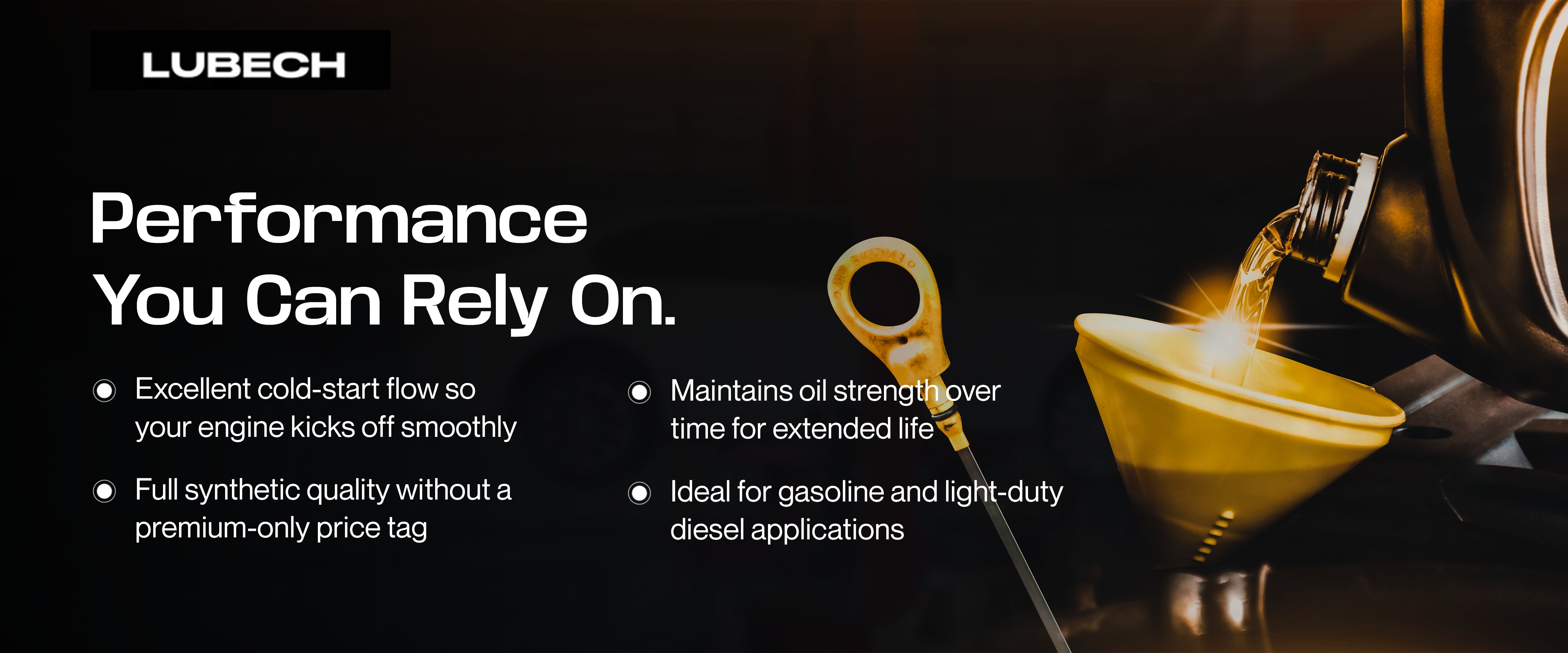 LUBECH Full Synthetic Motor Oil 10W-30, 5 Quart Desktop Banner