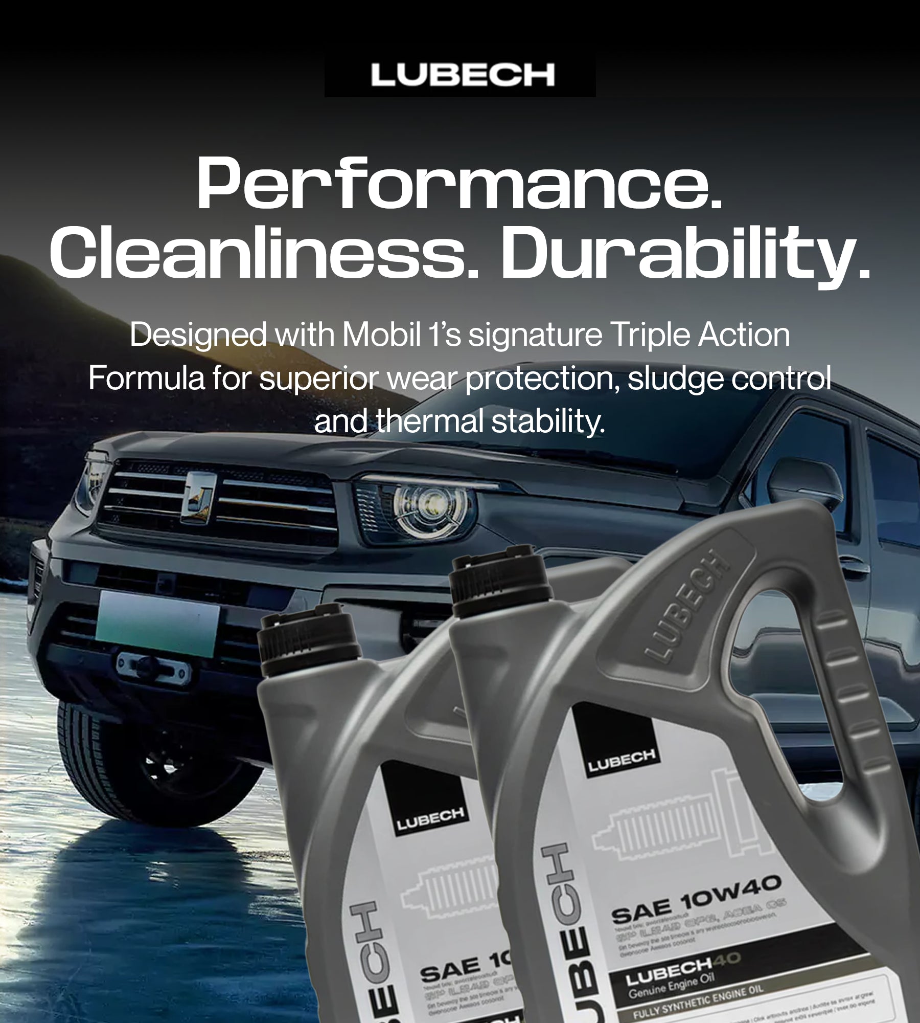 LUBECH Full Synthetic Motor Oil 10W-40, 5 Quart Mobile Banner