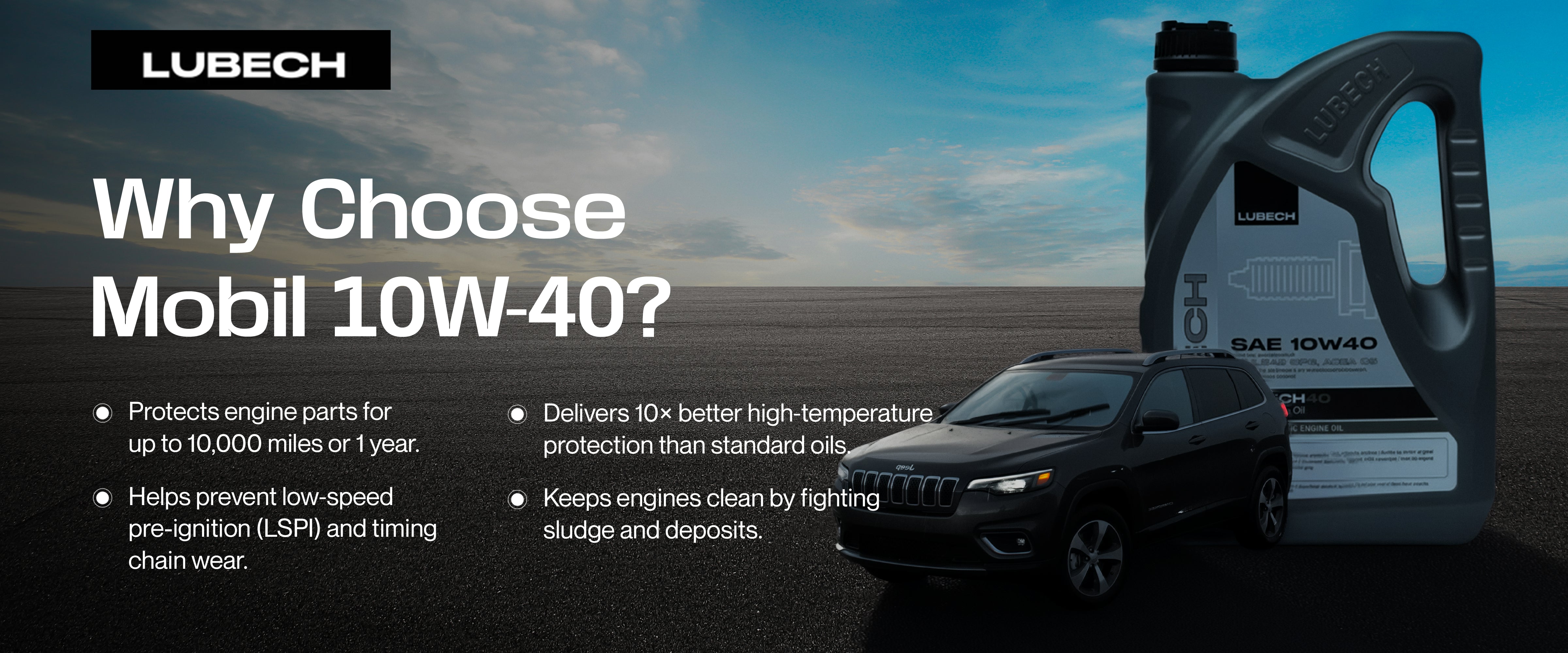 LUBECH Full Synthetic Motor Oil 10W-40, 5 Quart Desktop Banner