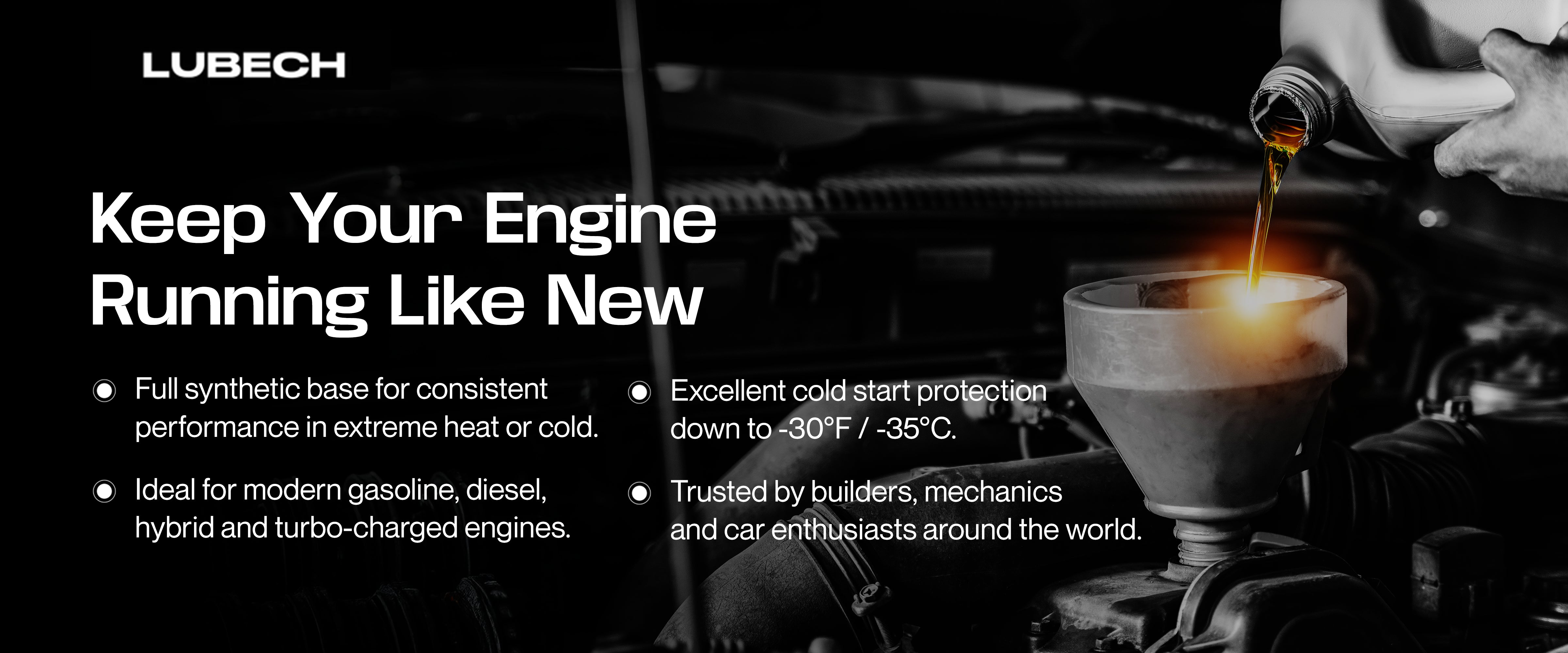 LUBECH Full Synthetic Motor Oil 10W-40, 5 Quart Desktop Banner