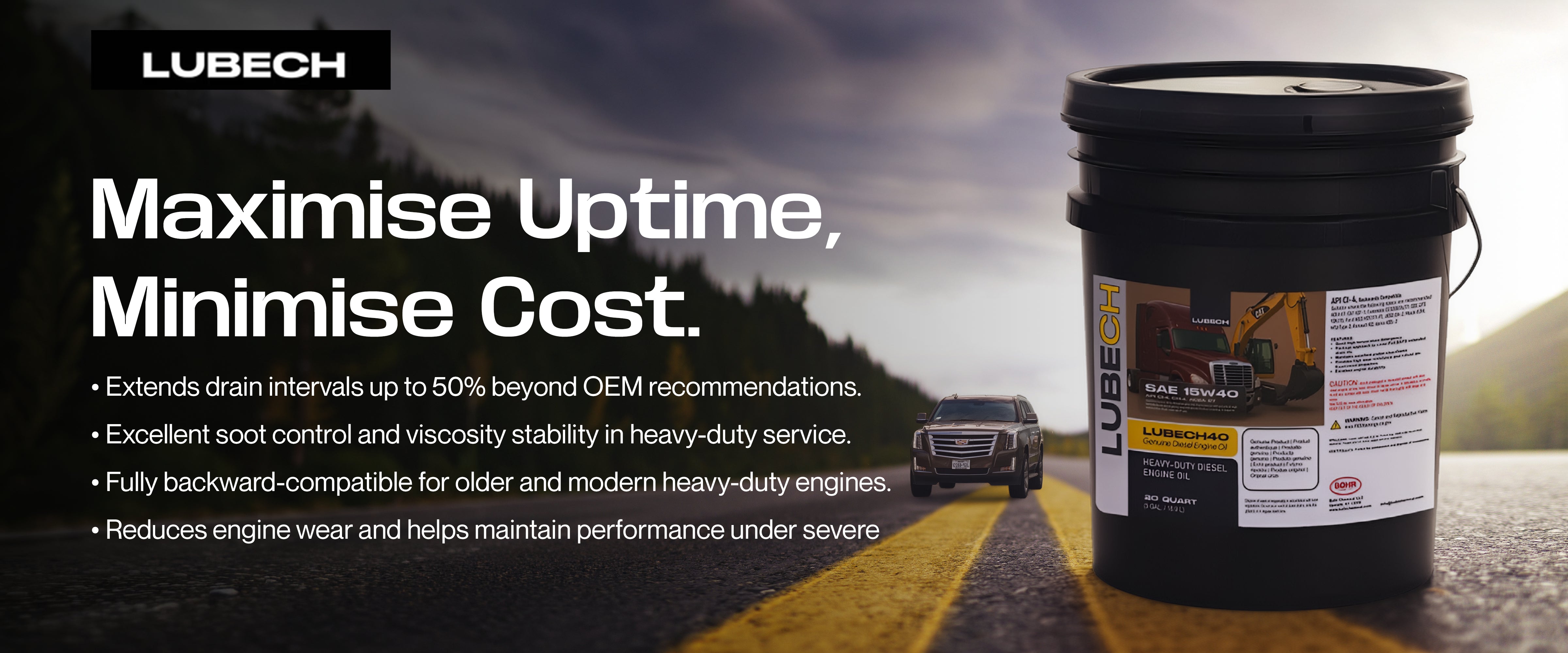 LUBECH Super 15W-40 Synthetic Heavy Duty Diesel Engine Oil, 5 Gallon Desktop Banner